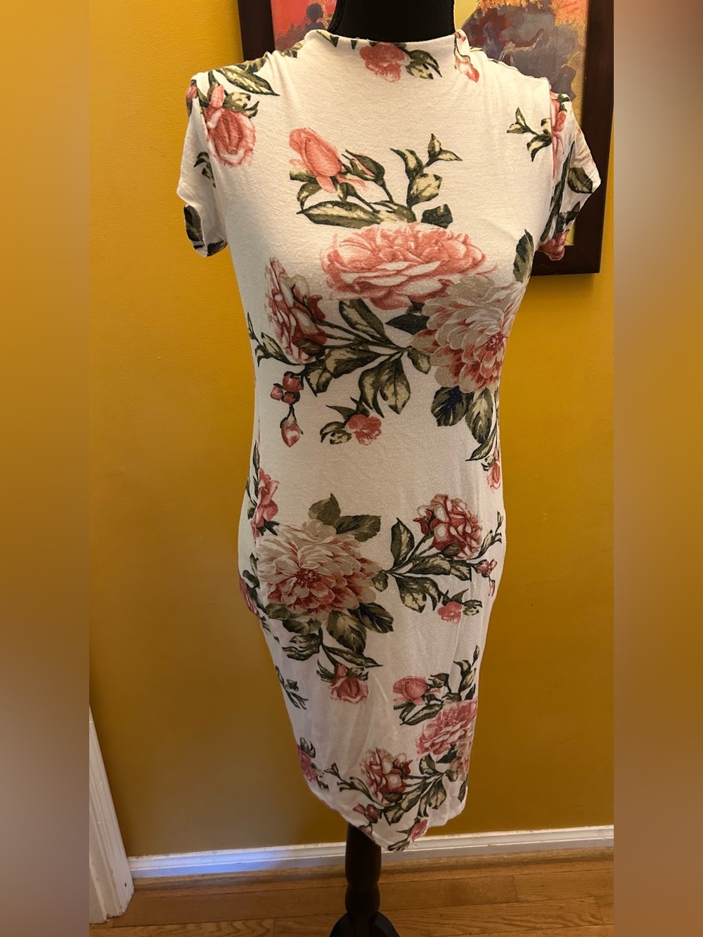 Floral  Stretchy Body Con Dress Size L
